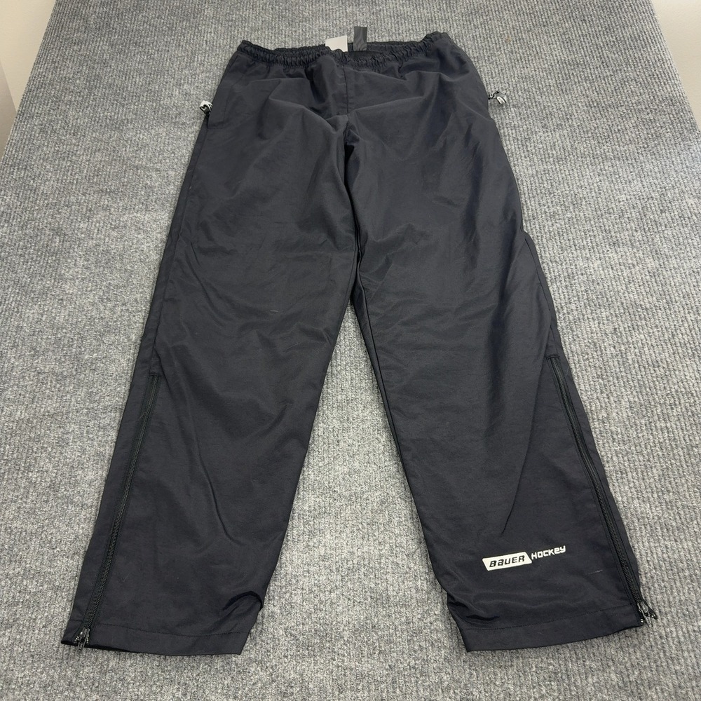 Bauer Hockey Pants Mens M Black Polyester Warmup Leg Zip Athletic Sportswear